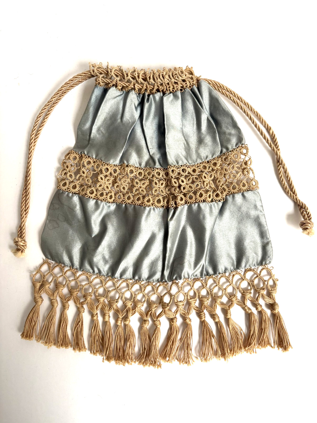 3 Styles of Handmade Victorian Crocheted/Tatted/Knotted Drawstring Reticule Bags