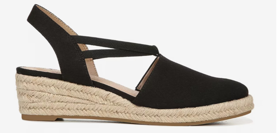lifestride shoes – size 7W Black – Espadrille – 1.75″ wedge heel – black canvas