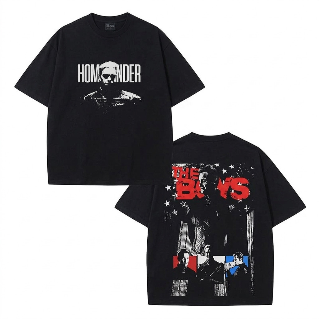 Homelander The Boys American Flag Collage Double Sided Vintage T Shirt