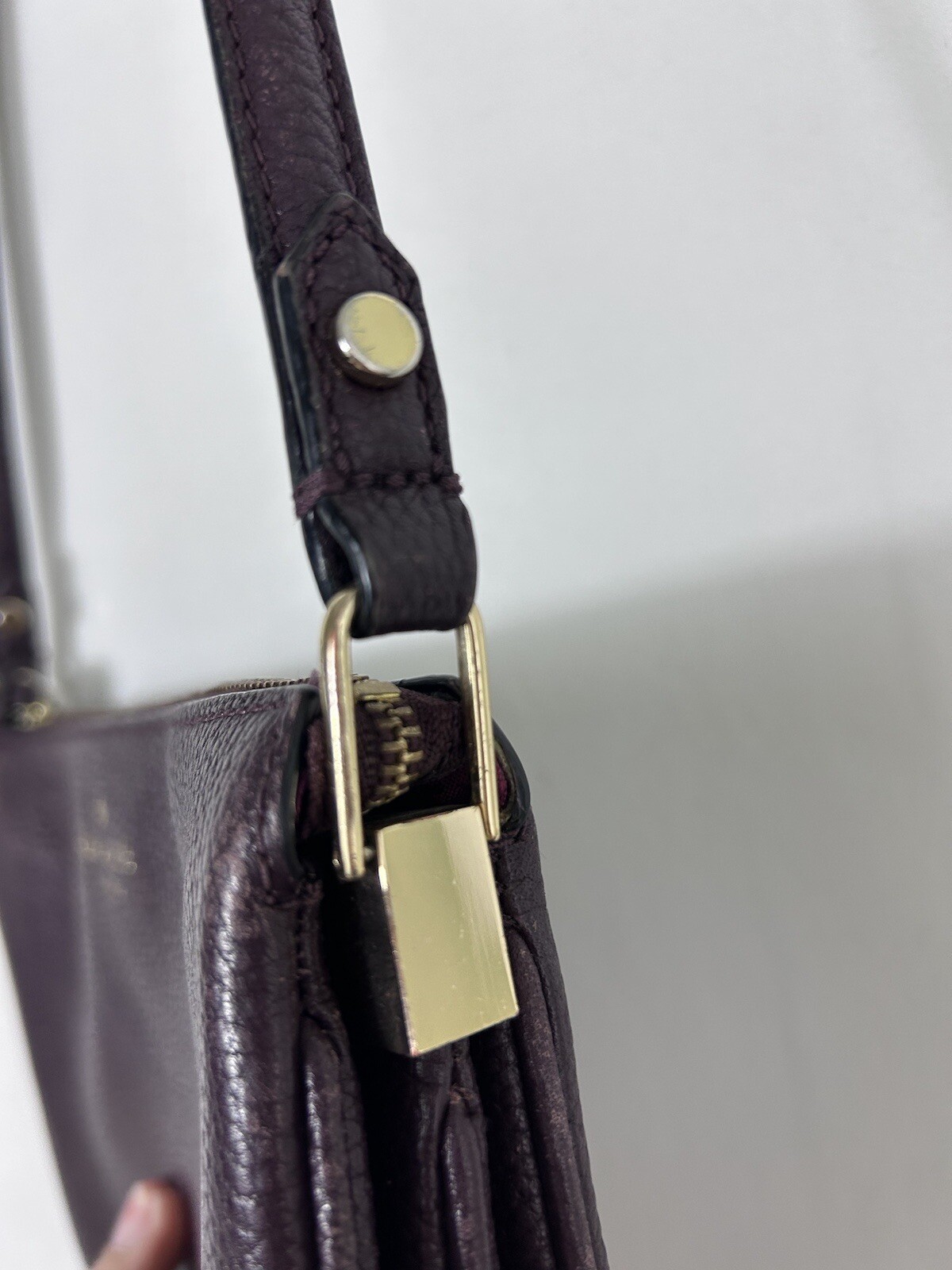 Kate Spade Burgundy Wine Small Crossbody Purse Handbag 10x7x3 Flaw Repair Needs