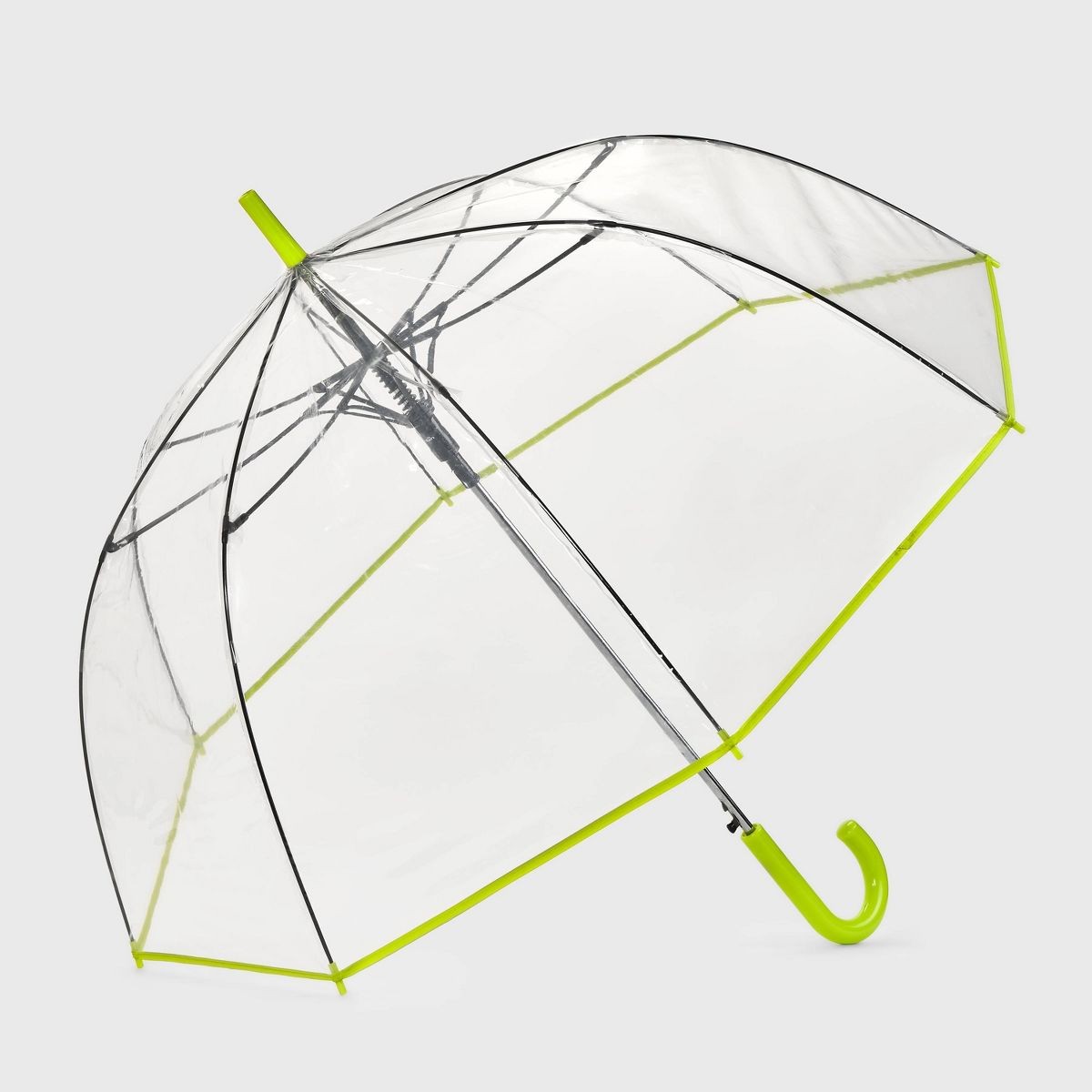 Bubble Umbrella – Clear Aloe: Manual Solid Design, Plastic Handle, 52″ Span