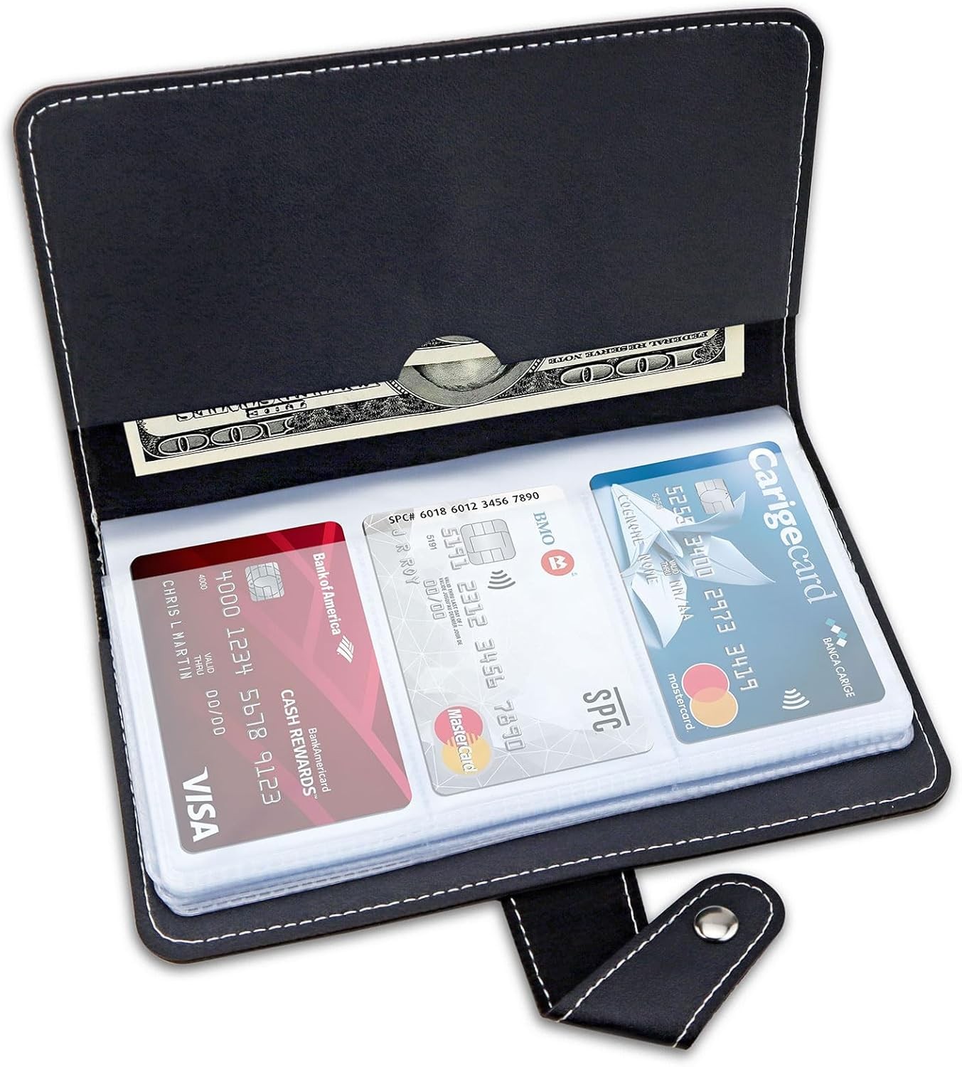 Credit Card Holder, Leather Business Card Organizer with 96 Card Slots, Professi