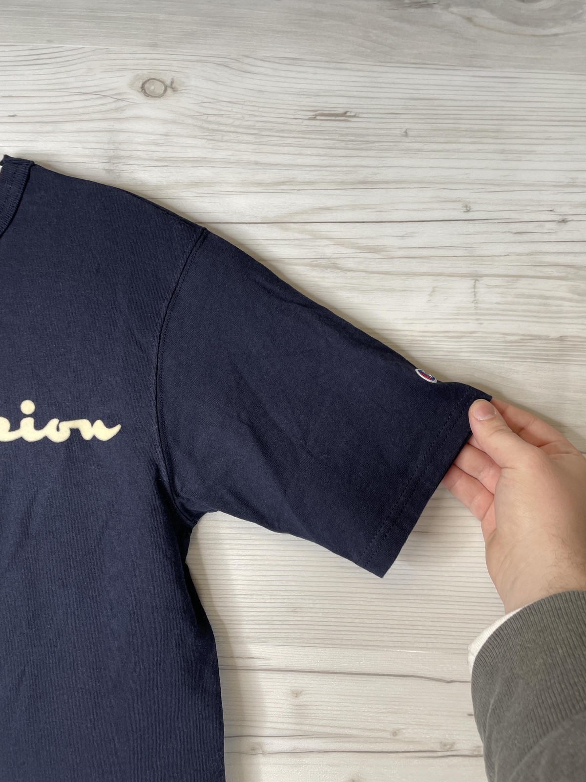 Champion Shirt Mens Small Navy Big Logo Heritage Tee Heavyweight Graphic GT19