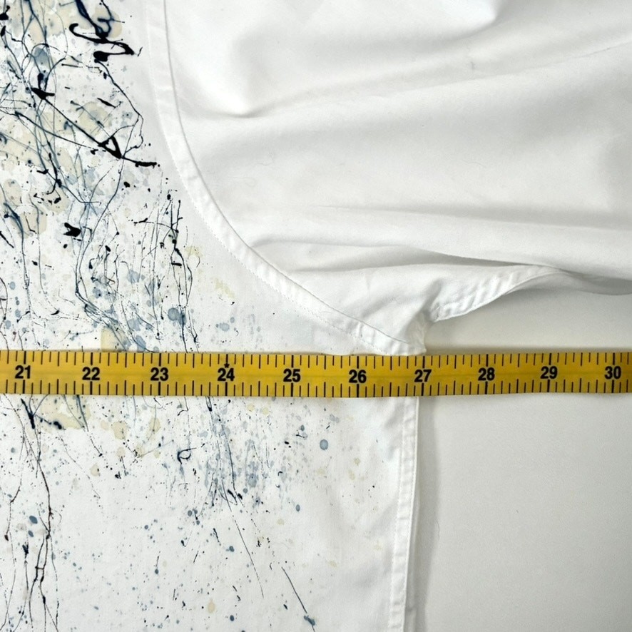 Marcello Men’s Abstract Art Hand Painted White Dress Shirt – Size 3XL