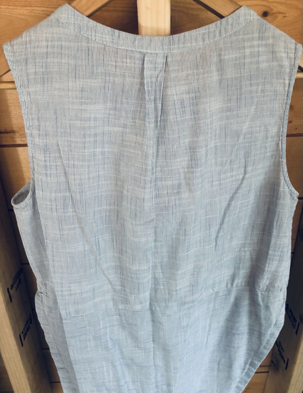 Lucky Brand Coastal Blouse Minimalist Top 100% Natural Fiber Side Beach Surfside