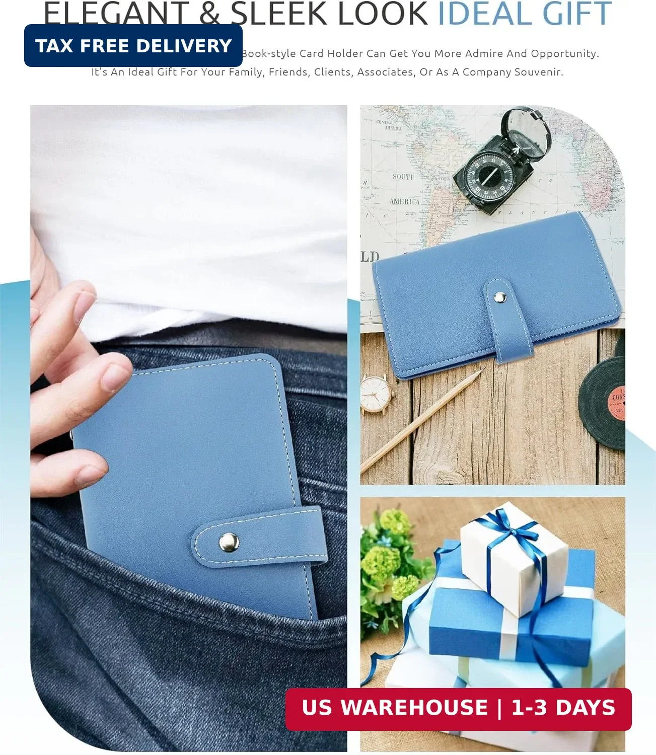 Credit Card Holder, Leather Business Card Organizer with 96 Card Slots, Professi