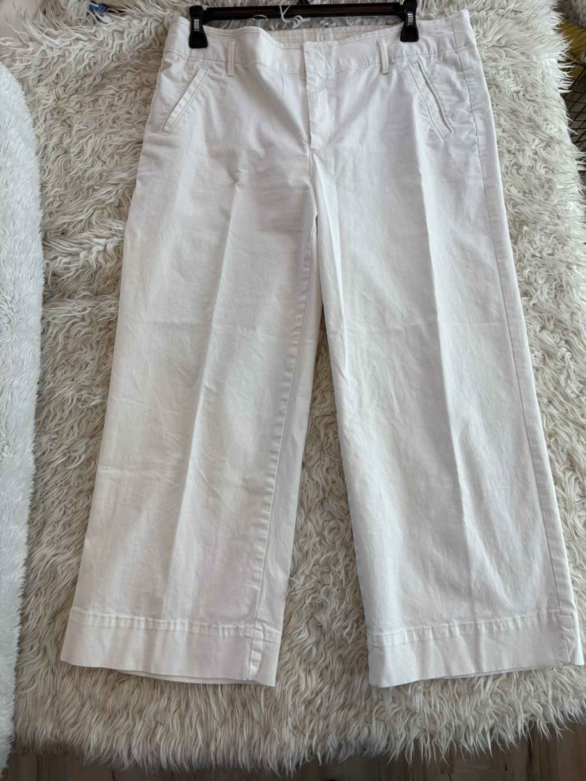 ANN TAYLOR LOFT WHITE WIDE LEG CHINO WOMENS PANTS SZ 14 CLASSIC SUMMER RESORT