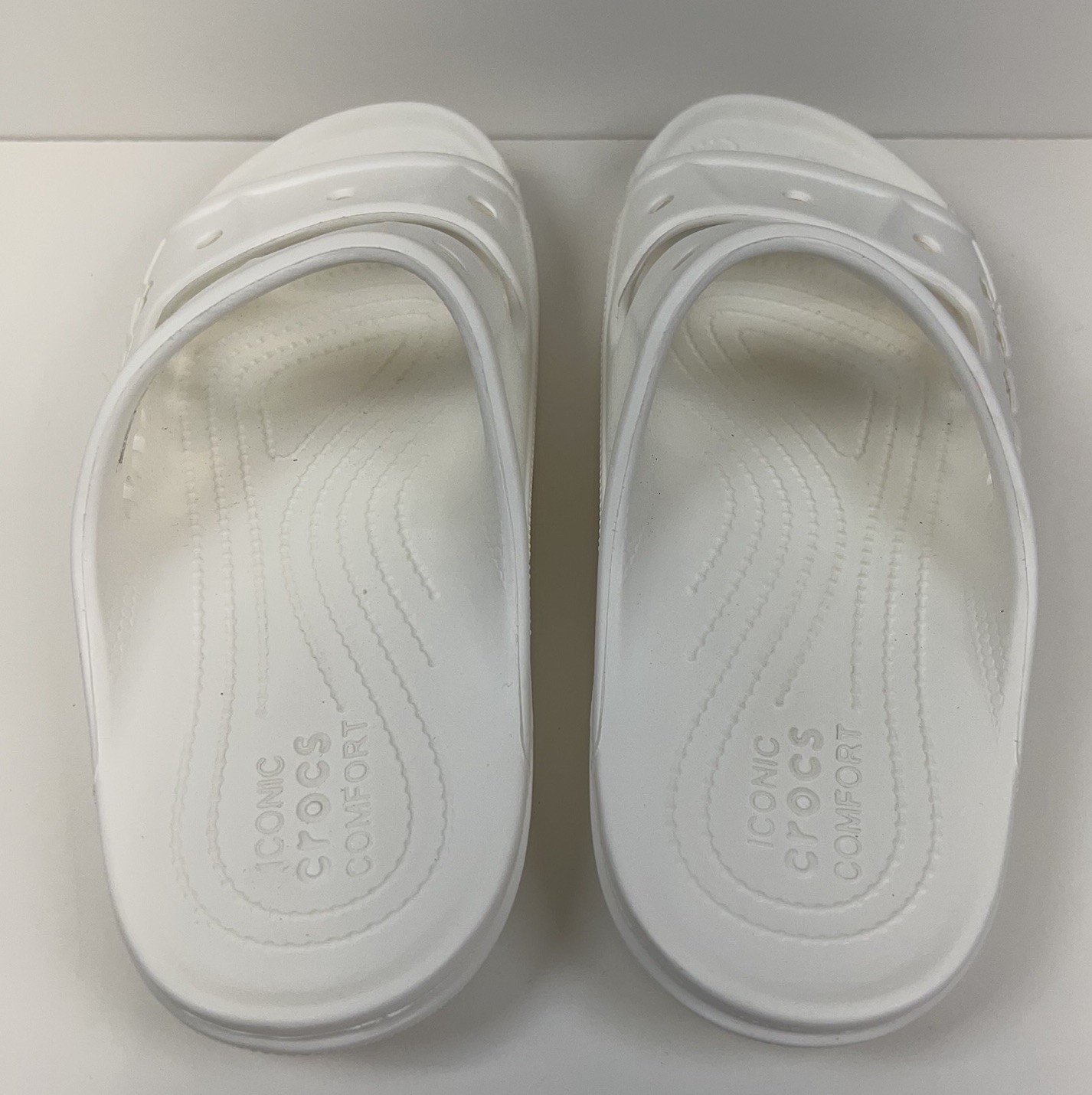 CROCS Baya Slide Sandals True Strap Ventilated Logo Slip On Men’s 9M 11W White