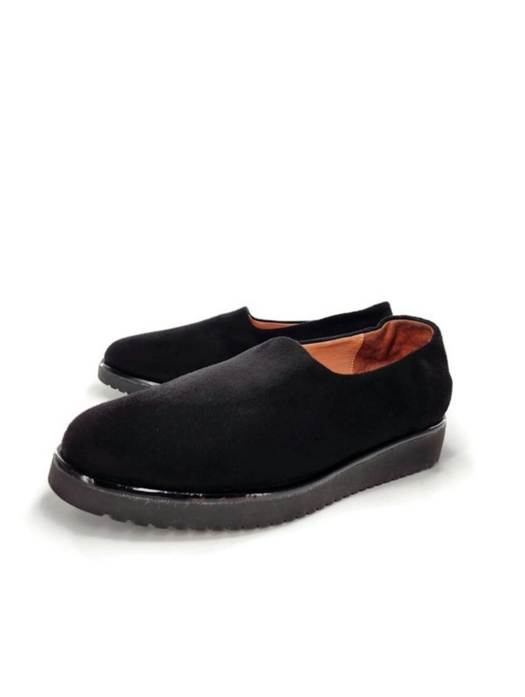 L’Amour Des Pieds Black Soft Vegan Suede Round Toe Slip On Flat Comfort Loafers