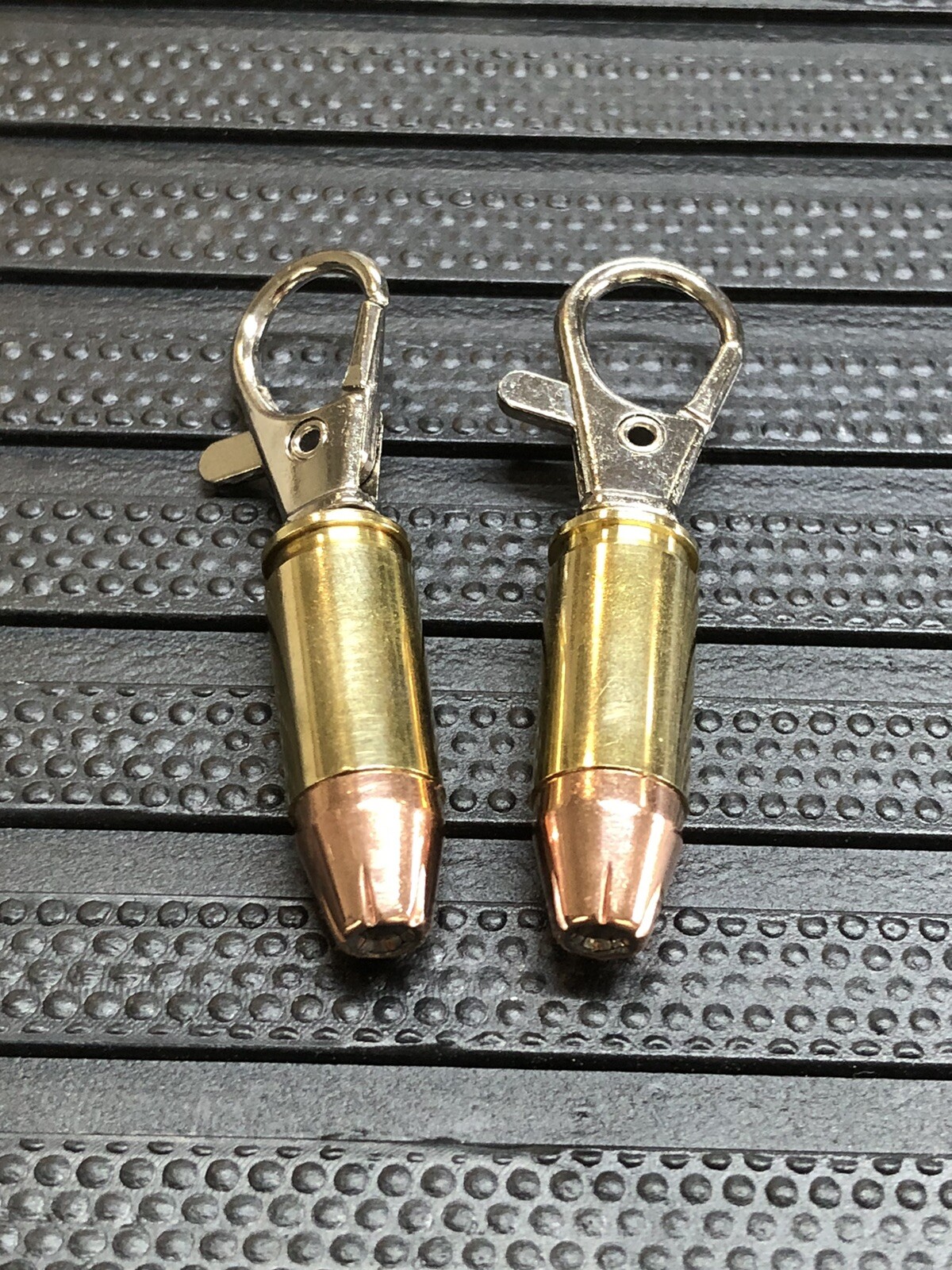 Pair Of Real 9mm Hollow Point Bullet Zipper Pulls Or Keychains Unique Gift