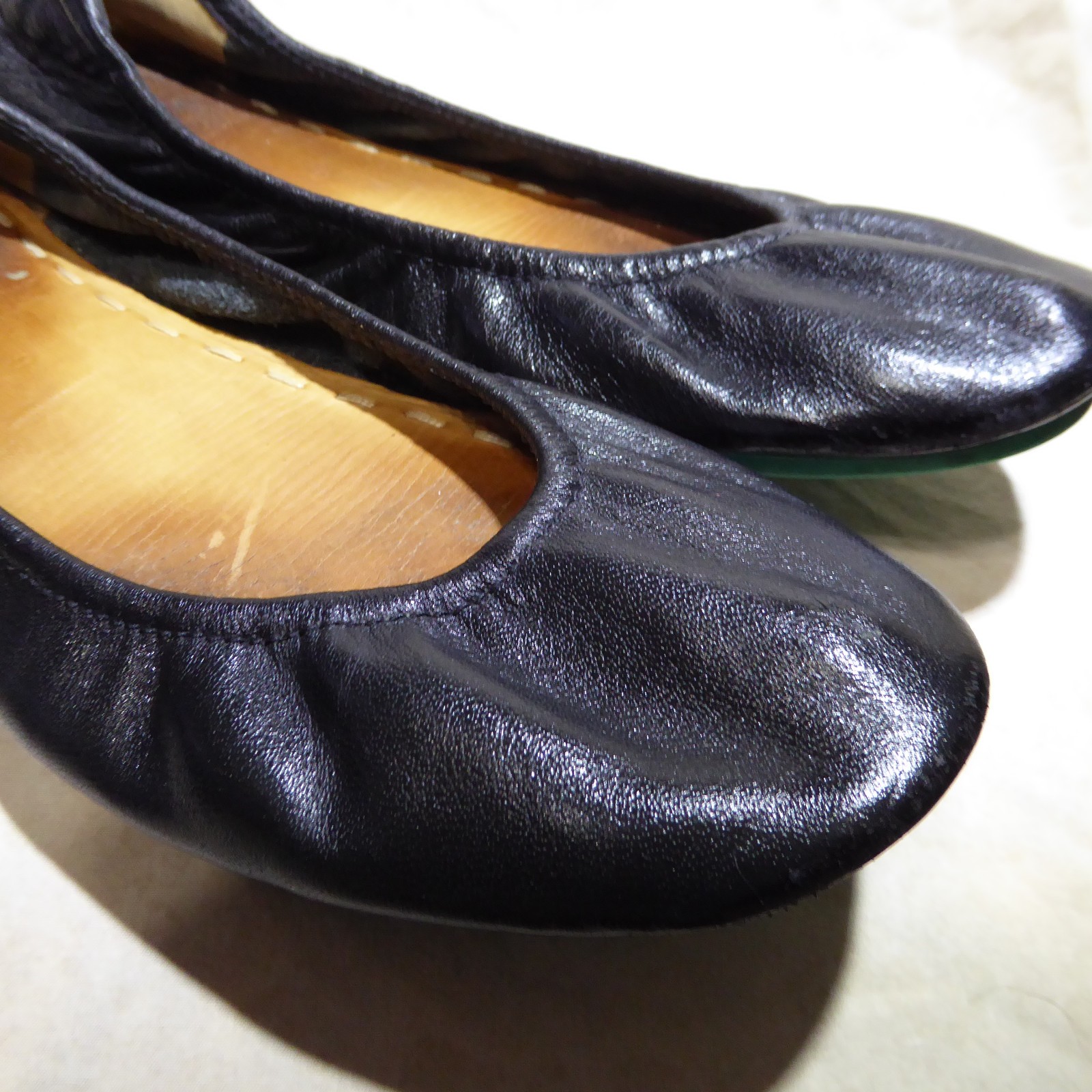 🩰 Tieks by Gavrieli Foldable Ballet Flats sz 9 Black Full-Grain Nappa Leather