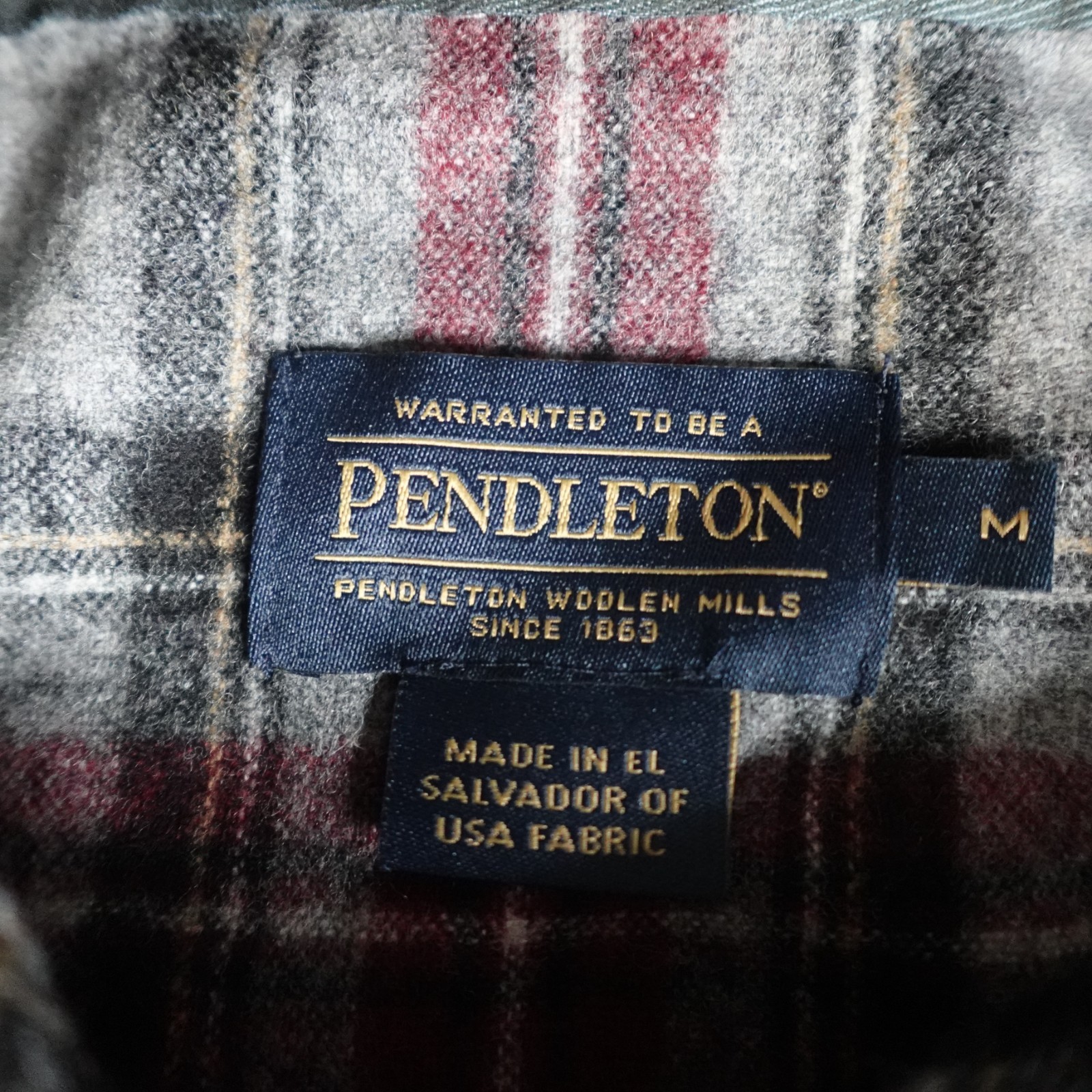Pendleton Womens Jacket Medium Gray Plaid Wool Button Front Hooded Virgin Wool