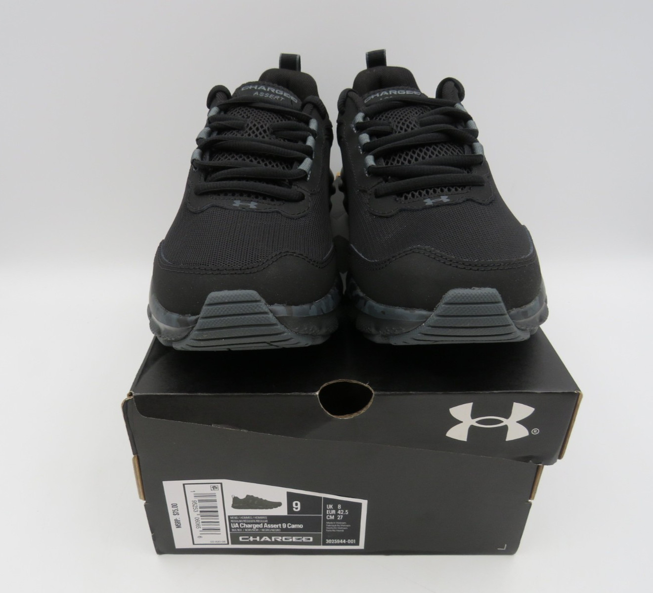 Under Armour Men’s UA Charged Assert 9 Camo Sneaker Black Pitch Gray