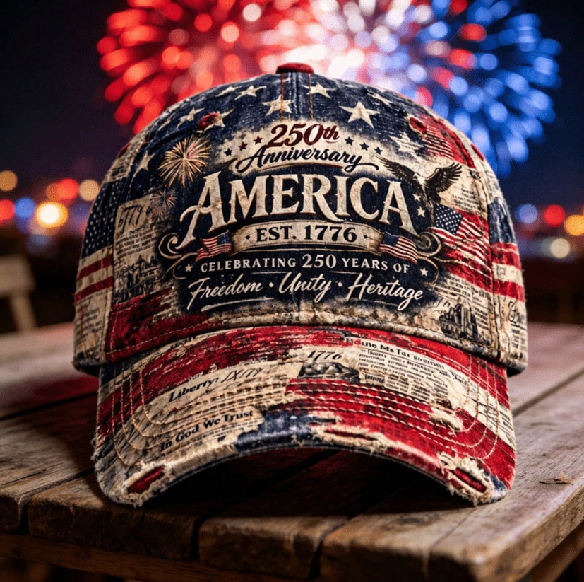 USA 250th Anniversary Hat 1776-2026 Patriotic American Flag Cap