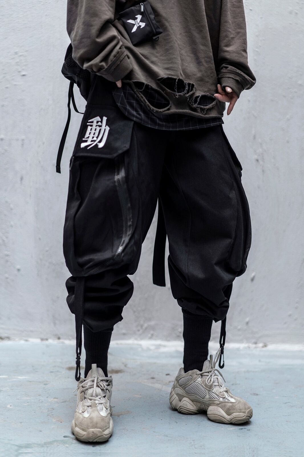 Niepce Streetwear Black Harem Techwear Unisex Joggers Urban Japanese Cargo Pants