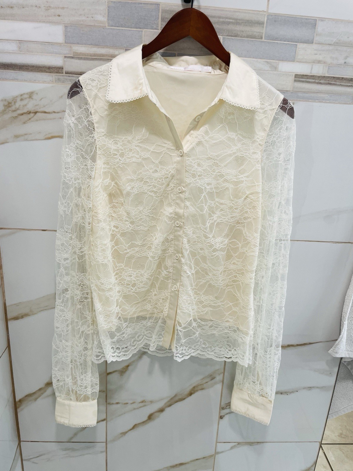 Rachel Parcell Ivory Lace Top Size S Western Regency Cottage