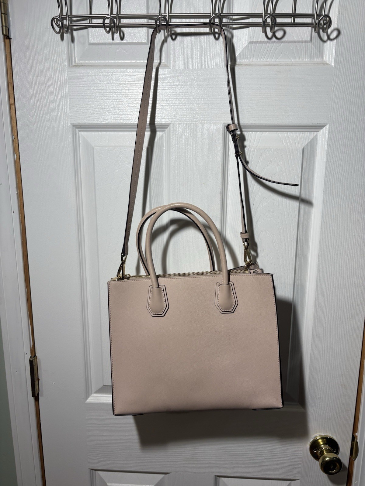 Michael Kors Pink Medium Satchel Top Handle Textured Zip Top Gold Hardware