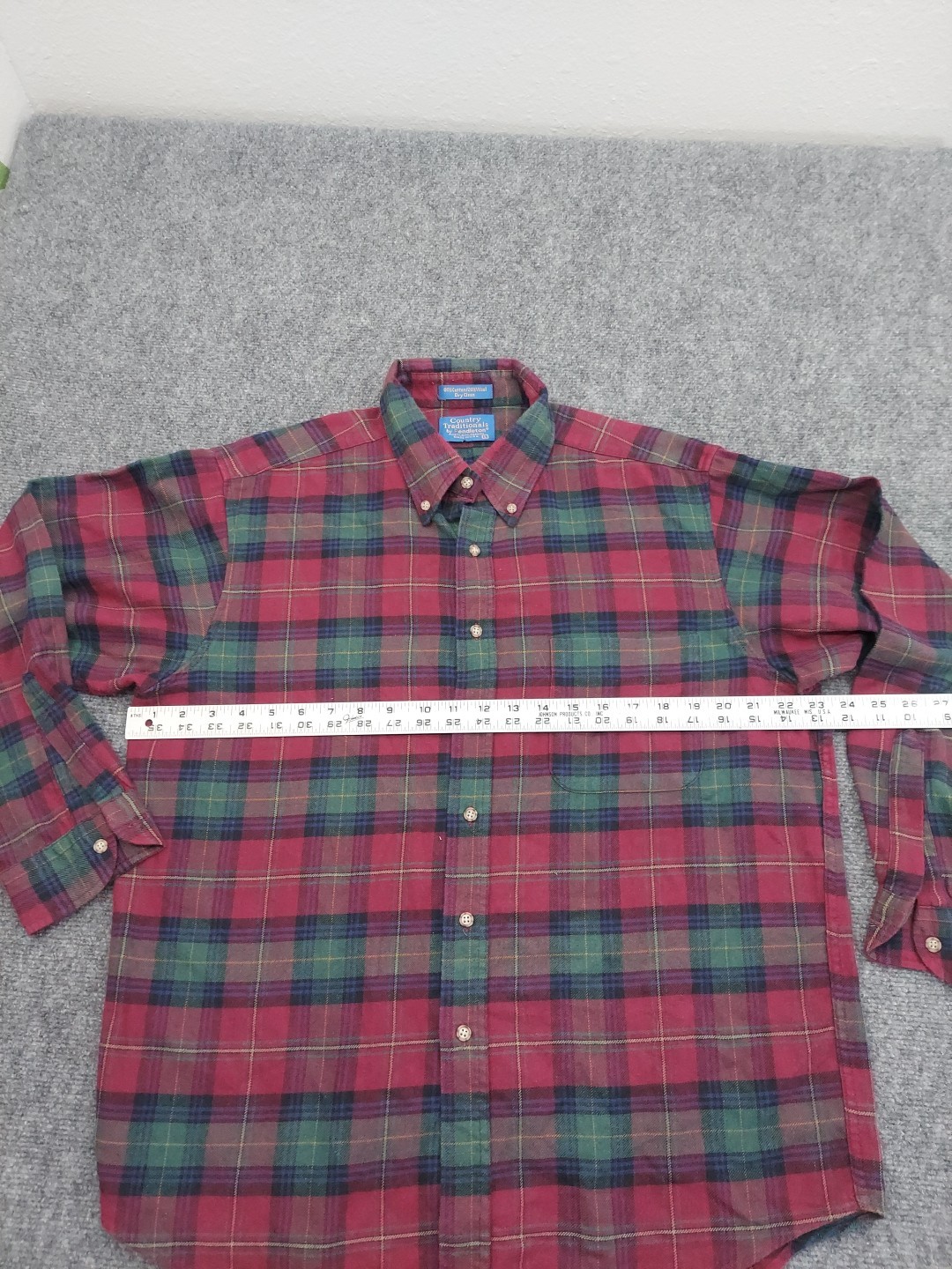 Pendleton Shirt Men Large Plaid Burgundy Country Traditionals Wool USA Flannel