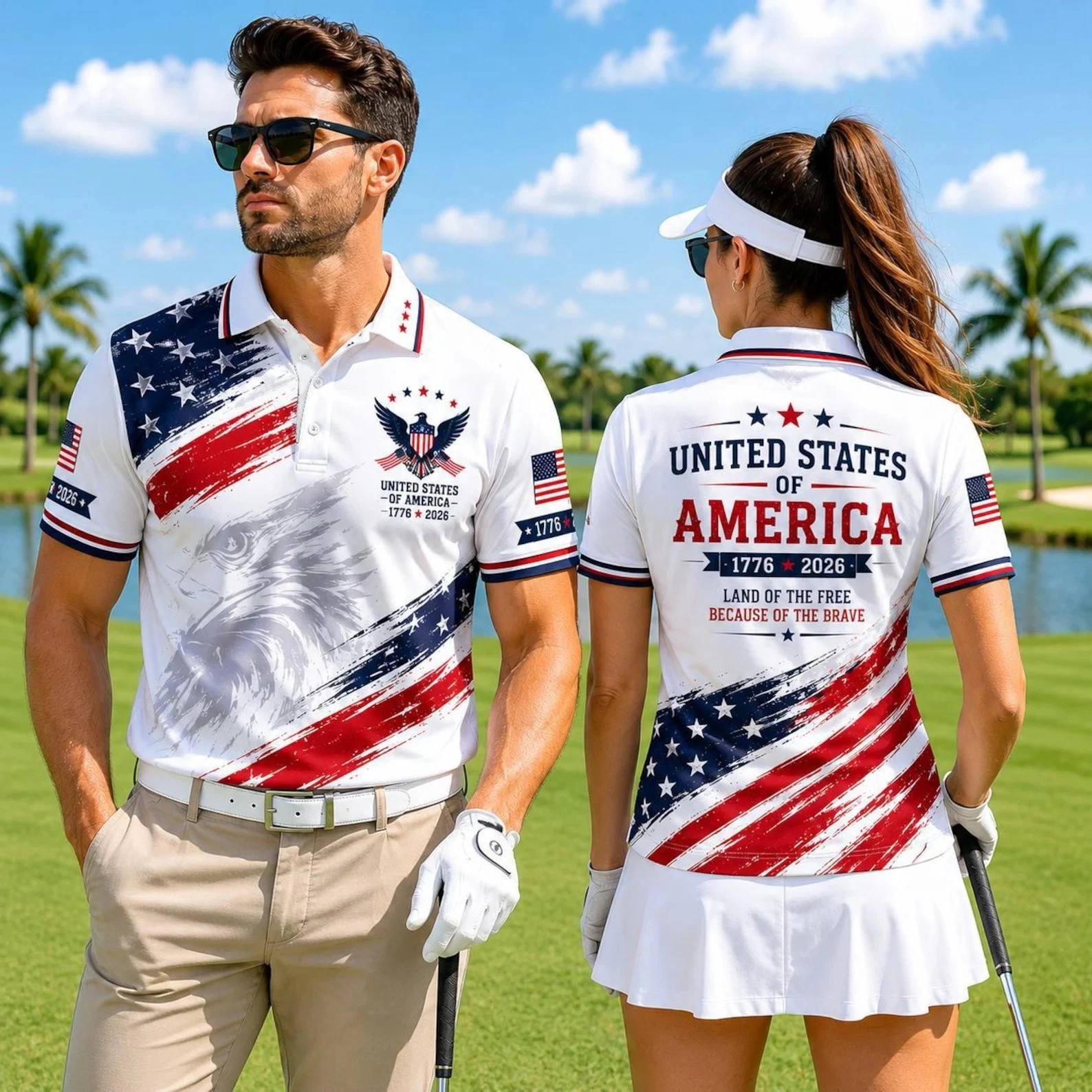 4th Of July Polo Shirt, Independence Day Outfit America Eagle Flag Polo 4th July