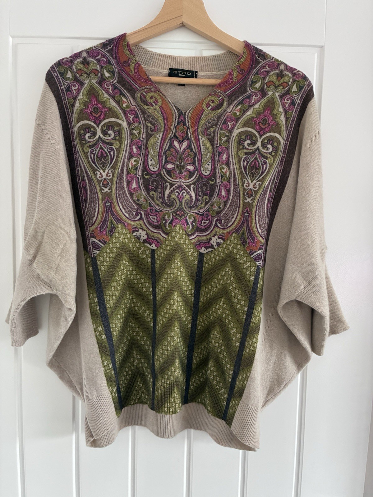 ETRO Milano Wool Cashmere Paisley Batwing Jumper It 46 (UK 12-14) Vintage Boho