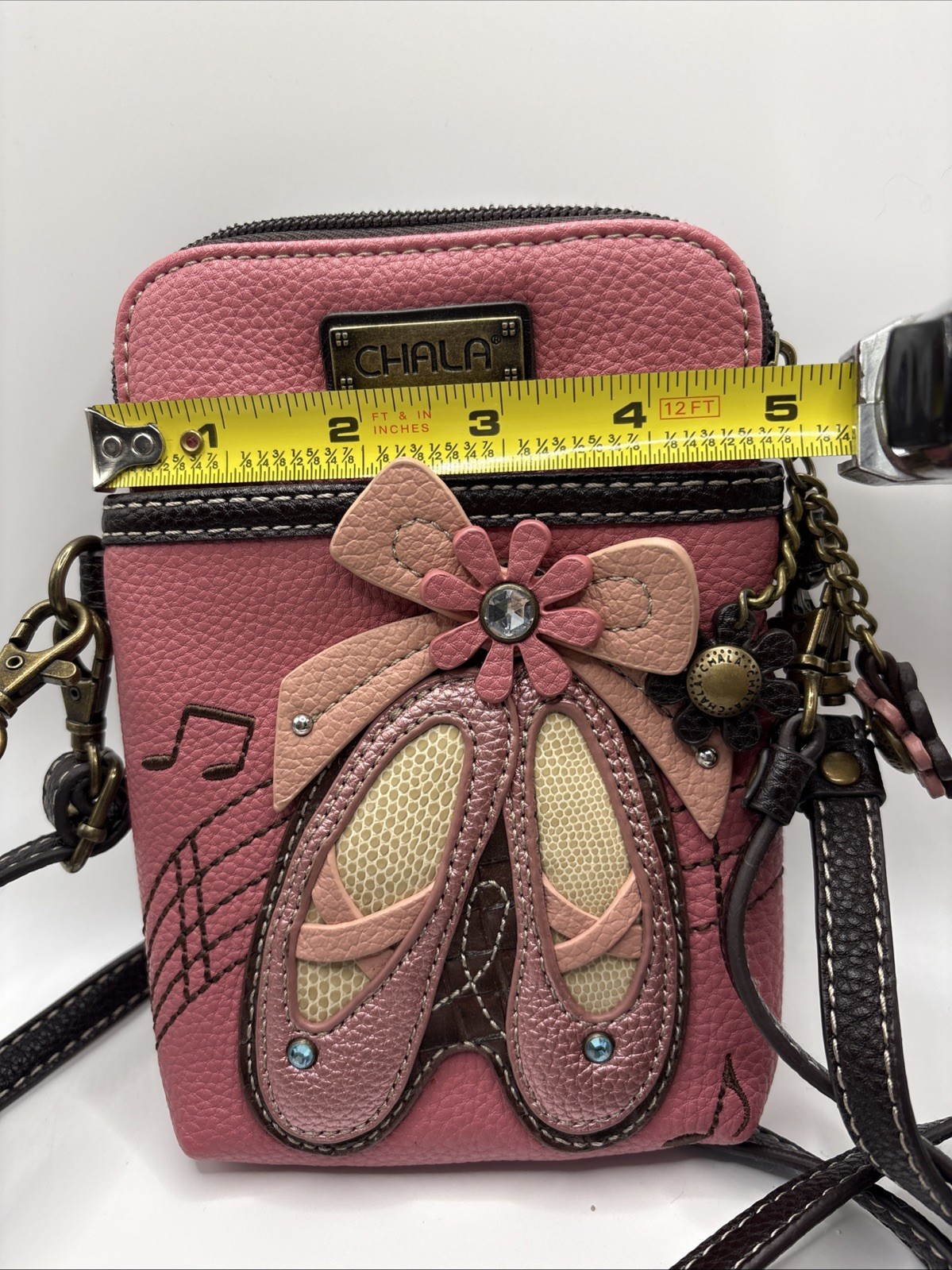 Chala Ballet Slippers Musical Notes Pink Color Brown Strap Small Purse