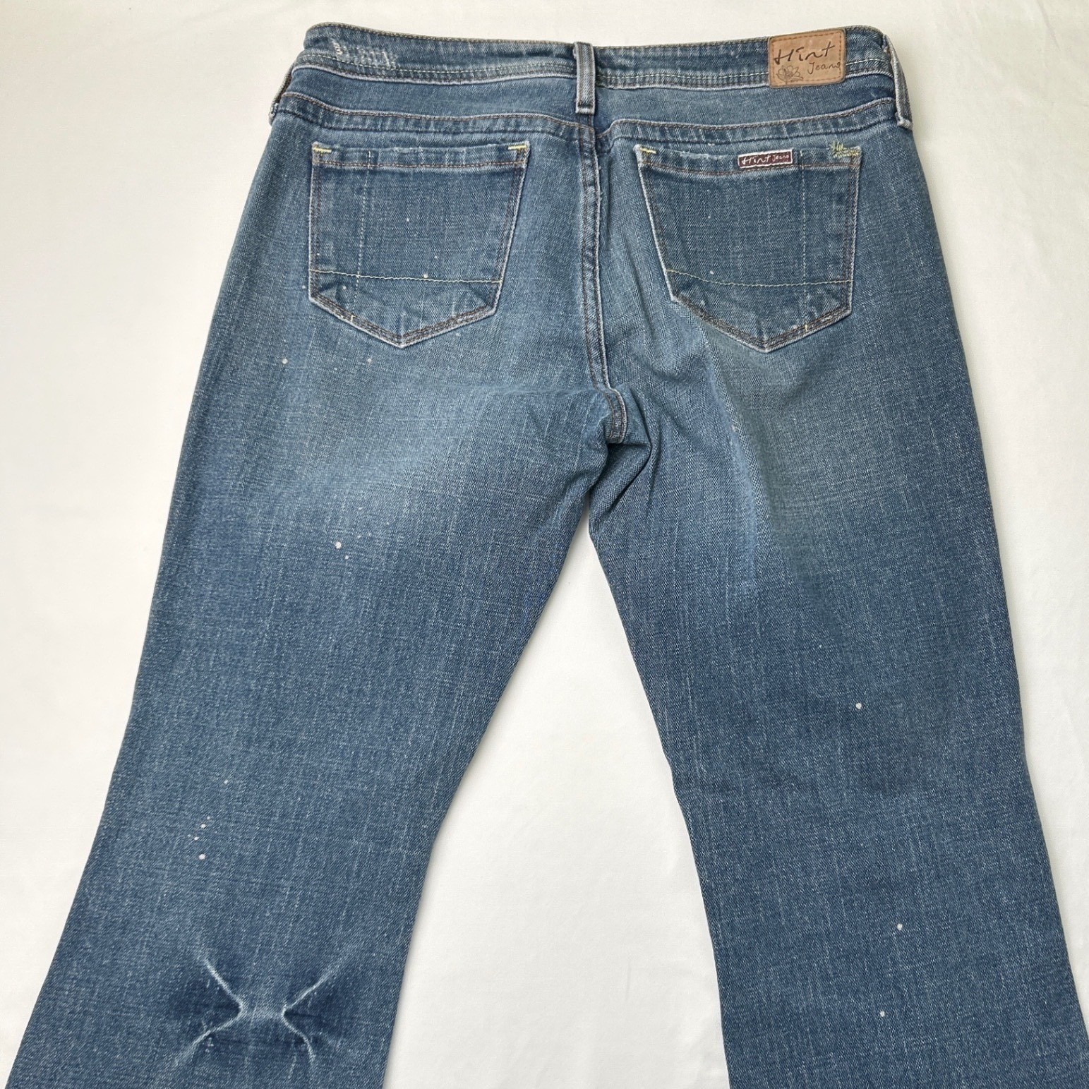 Hint Womans Low Rise Bootcut Jeans Size 8/9 Blue Distressed Streetwear Stretch