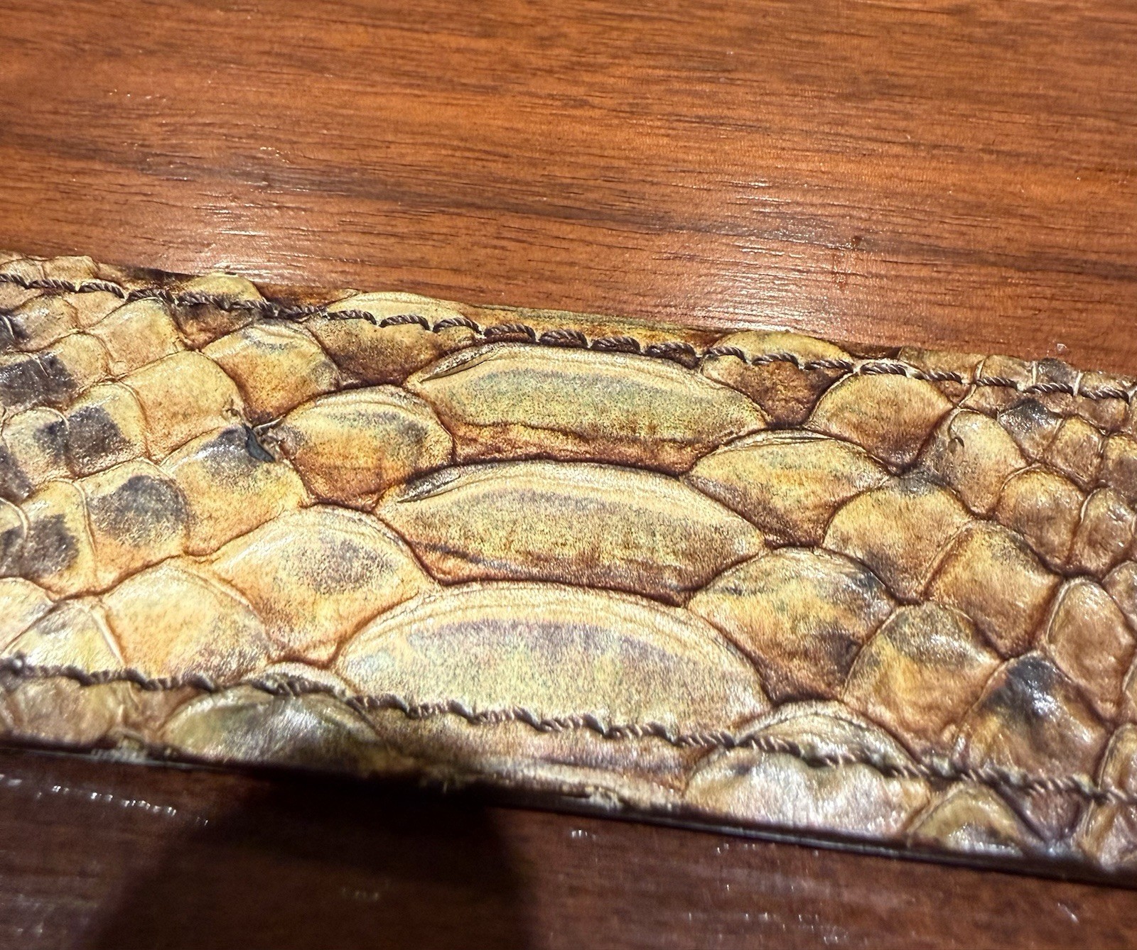 Genuine Python Snakeskin Belt Brass Buckle Sz 80