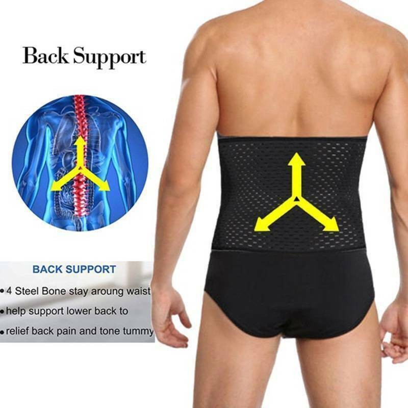 Men Breathable Slim Waist Trainer Corset Belt Fat Burner Weight Loss Body Shaper