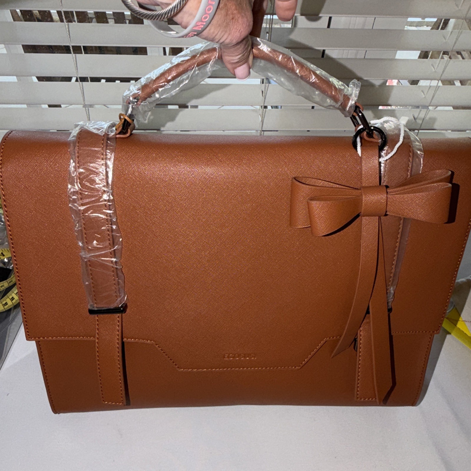 Ecosusi Brown Vegan Leather Briefcase Messenger Laptop Bag