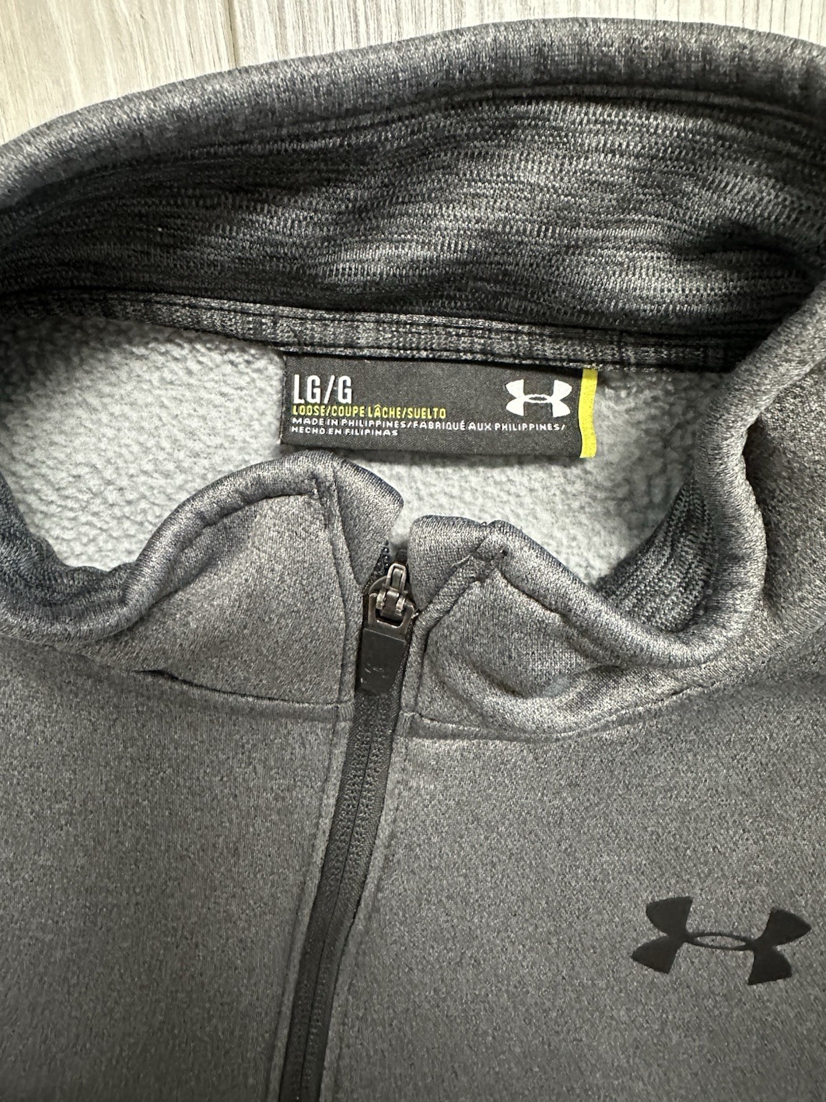 Under Armour Storm1 Men’s Track Jacket L Loose Gray Fleece Full Zip Pockets