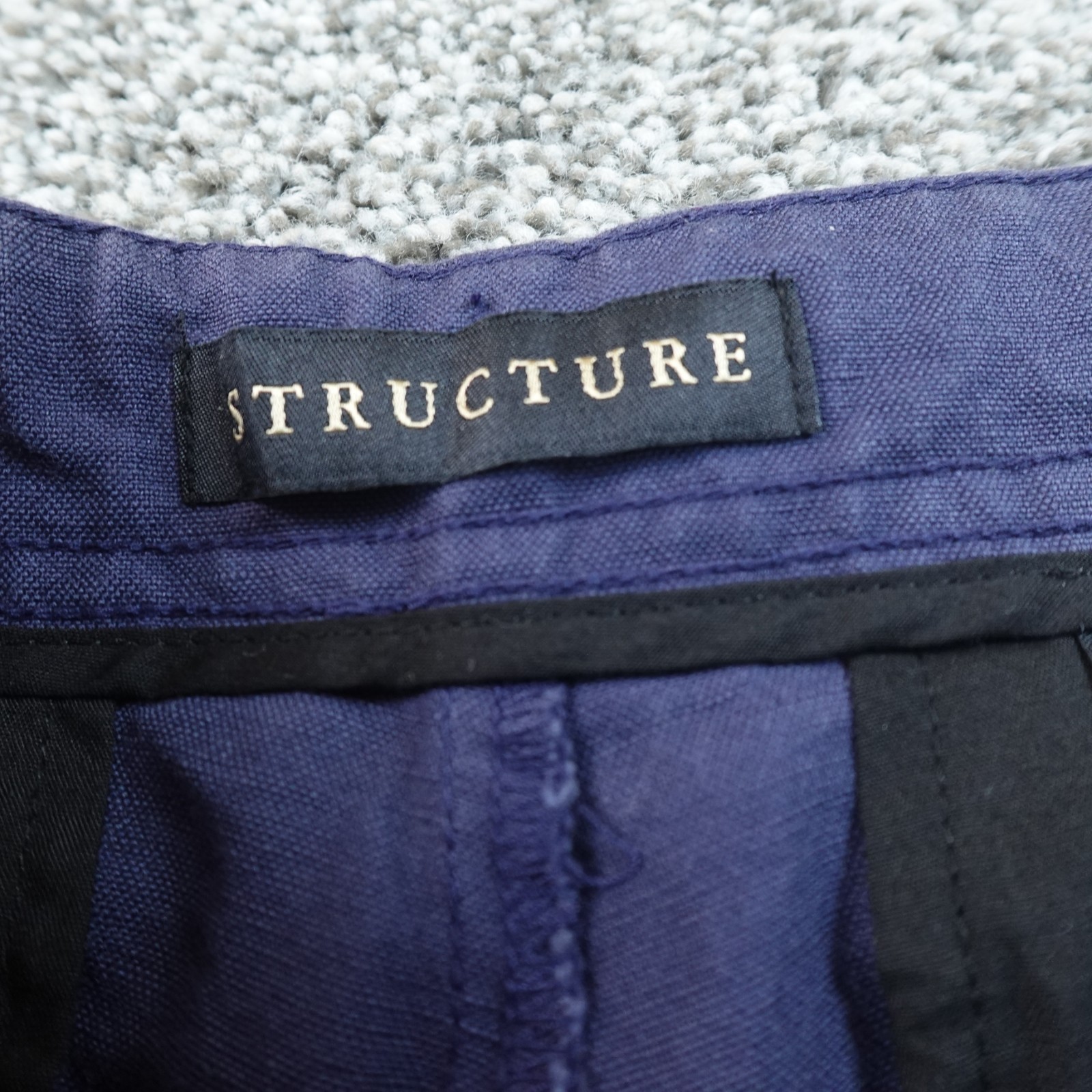 NEW Structure Shorts Mens 30 Blue Linen Chambray Cargo Utility Drawstring Beach