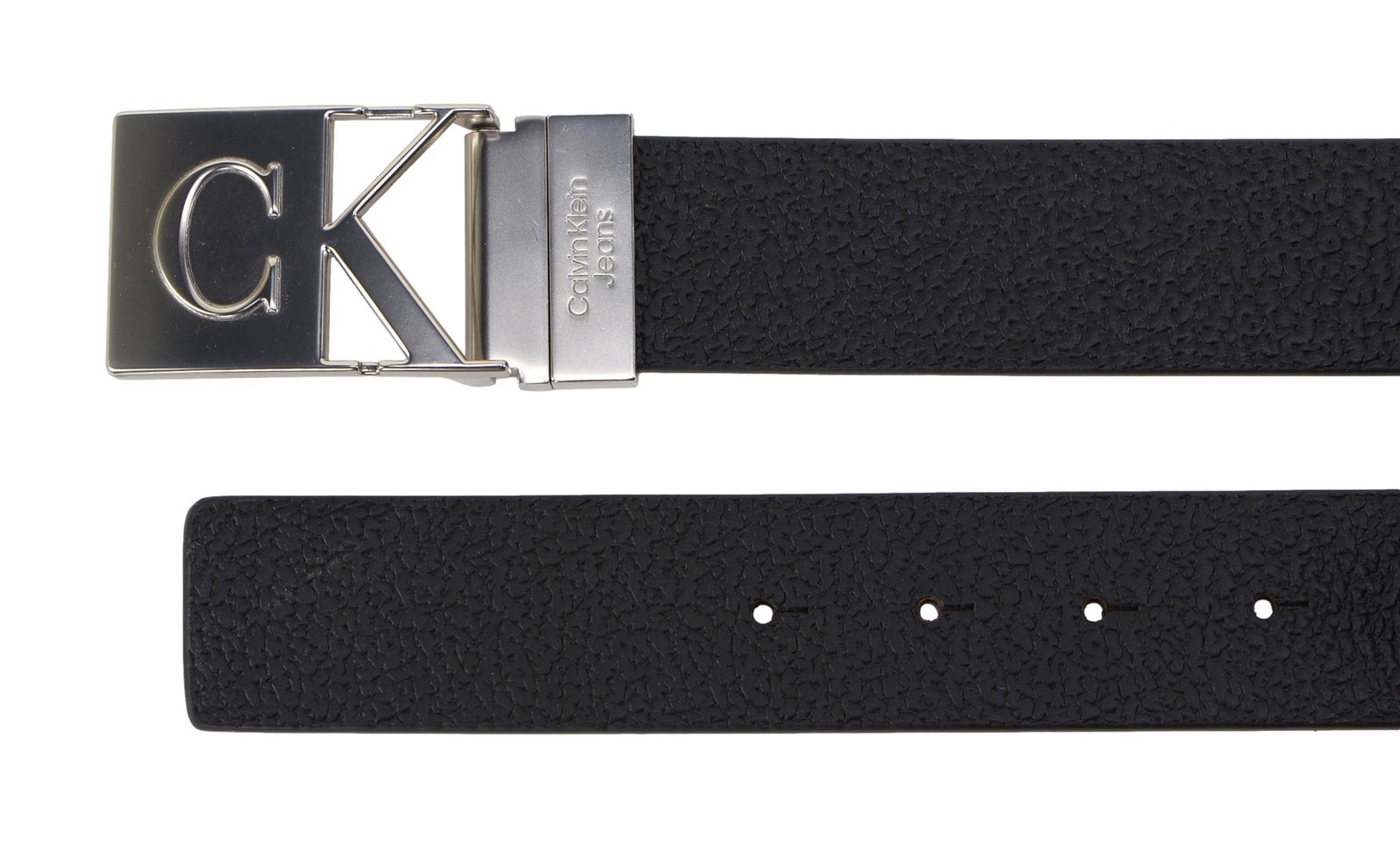 Calvin Klein Men’s 38mm Wide Genuine Leather CK Logo Buckle Belt Black/Brown