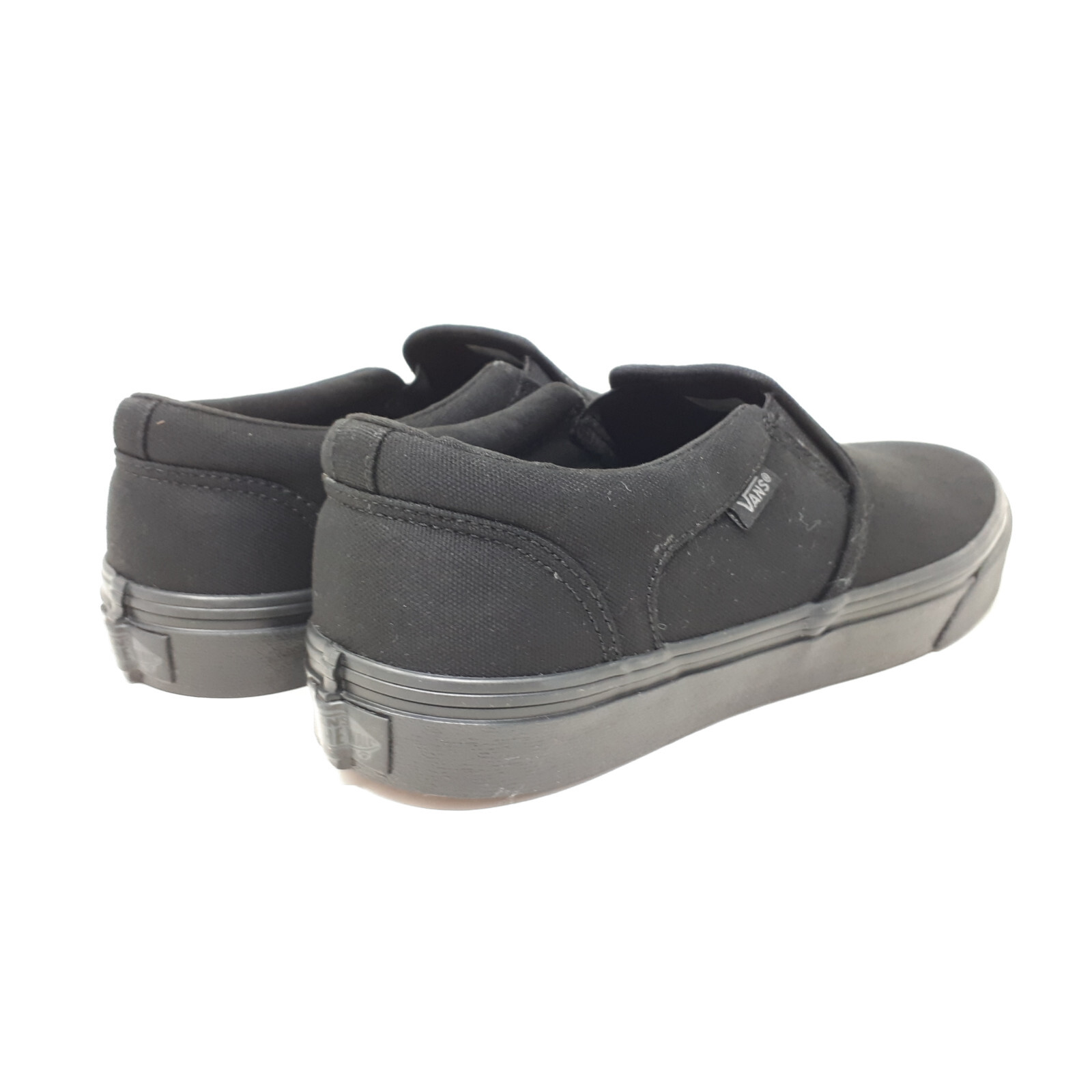 Vans Asher Slip On Low Classic All Black Canvas Skate Shoe Sneaker Mens Size NEW