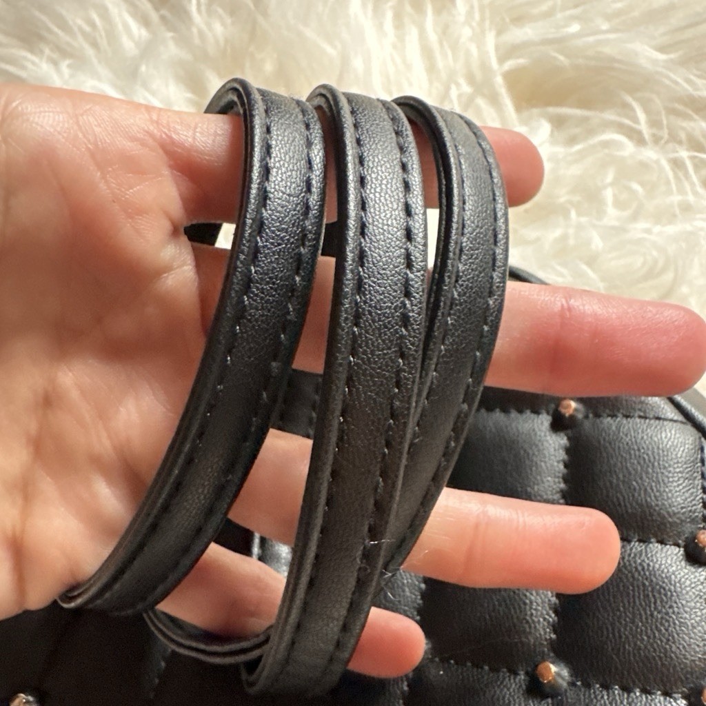Rebecca Minkoff Black Small Quilted Studded Crossbody Bag Chain Strap Zip