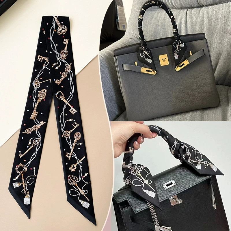 1 Pc Pure Silk Scarf Wrap Hair Ribbon Handbag Handle Neck Fashion Accessory