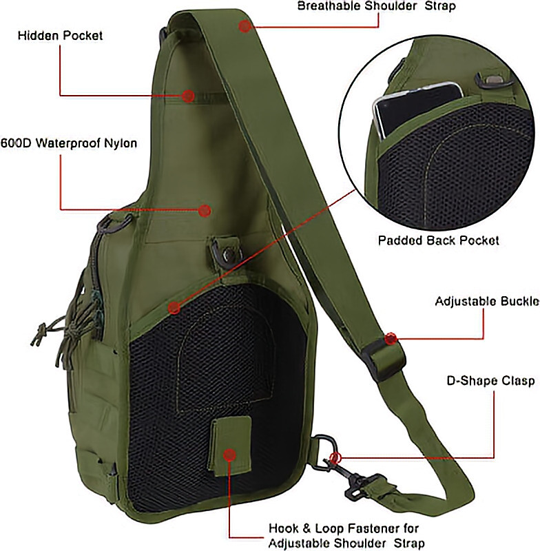 Mens Tactical Backpack Molle Sling Shoulder Bag Chest Pack Outdoor Hiking Travel