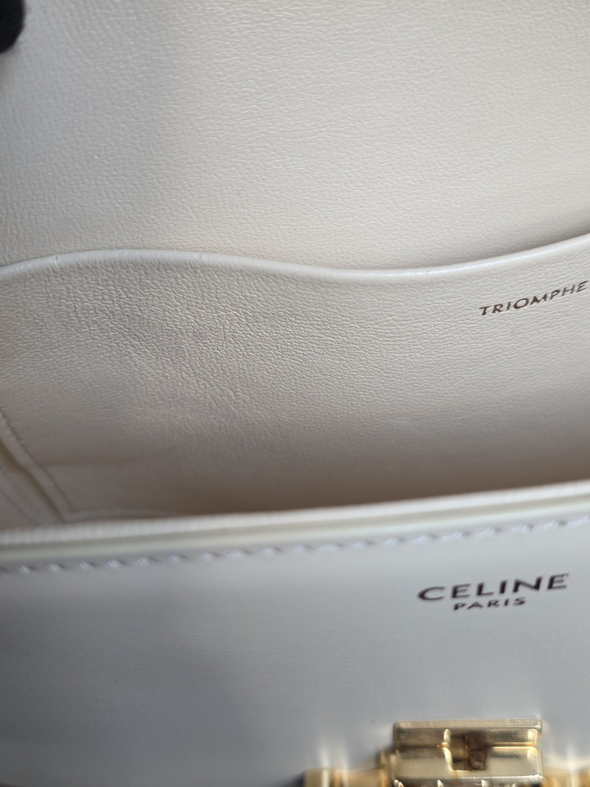 Celine Nano Triomphe Bag in Shiny Calfskin – Navy Blue/Vanilla