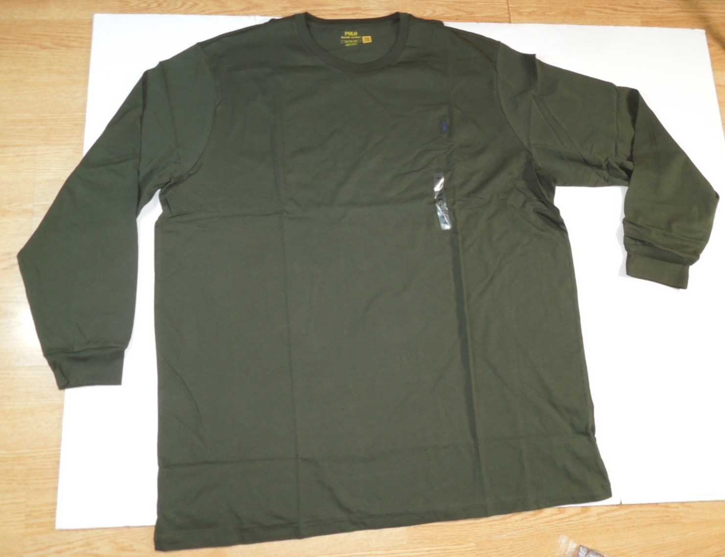 New Polo Ralph Lauren Mens Dark Green 4XLT Cotton Long Sleeve Shirt,Crew Neck