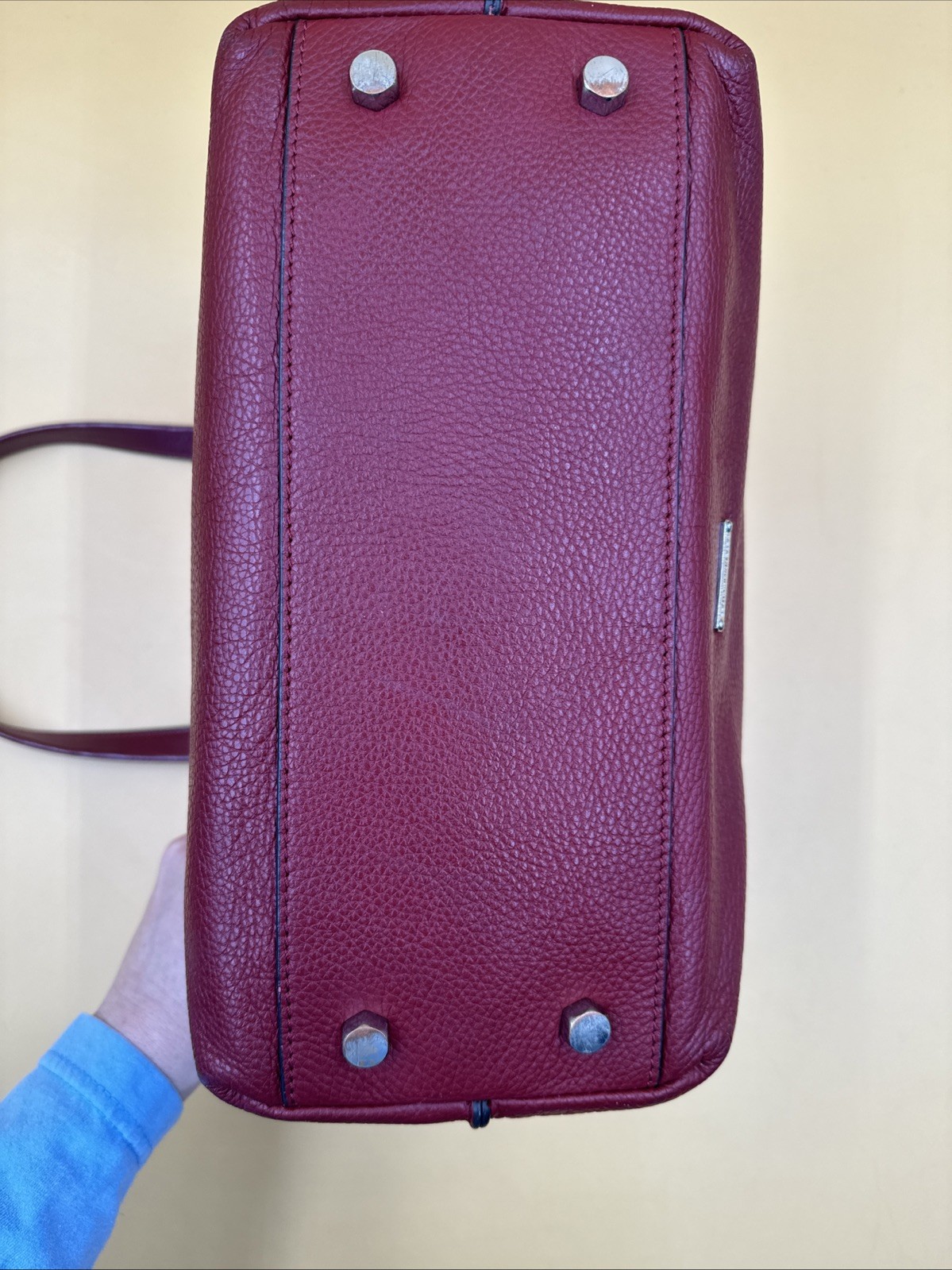 Rebecca Minkoff Red Leather Shoulder Bag Bottom Studs Sliver Hardware
