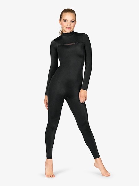 Discount Dance Womens Mock Neck Performance Unitard – BLACK – Adult Medium- NEW!