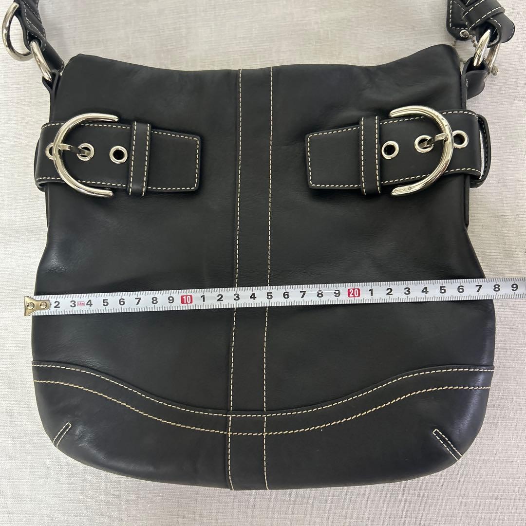 Coach Black Leather Shoulder Bag 10.6 inch Damaged Metal Zippers