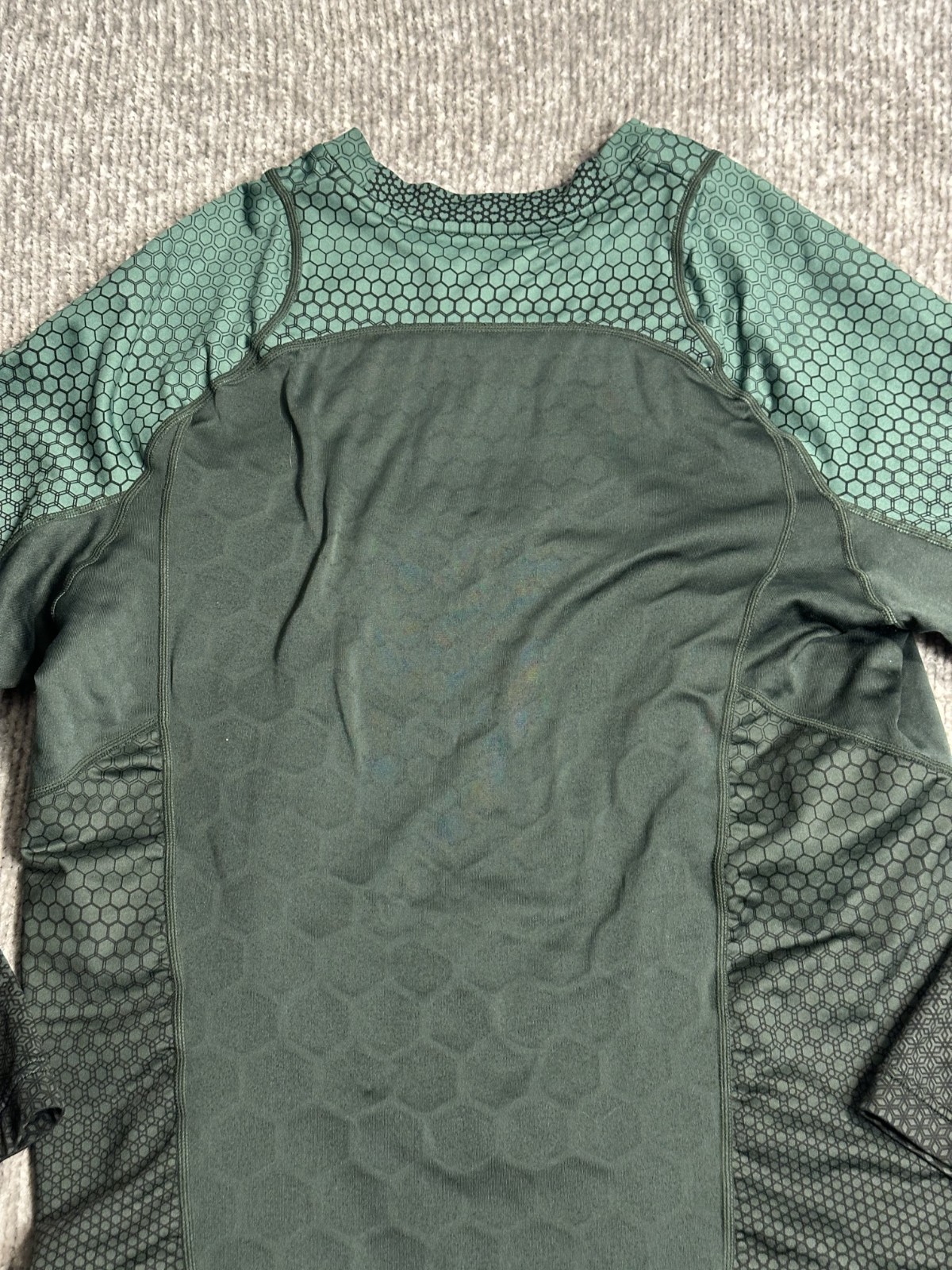 Nike Pro Hyperwarm Fitted Long Sleeve Shirt Green Black L Lightweight Stretch