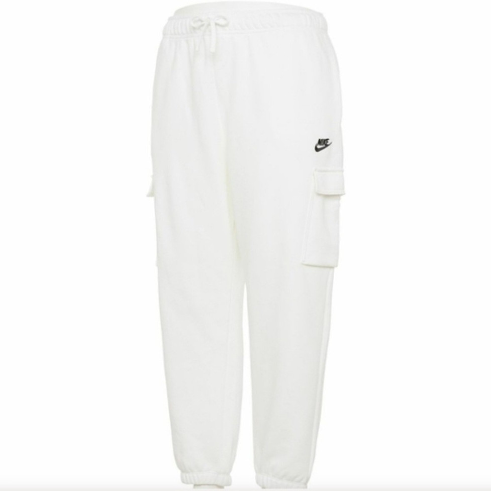 Nike Women’s White Cargo Jogger Fleece Warm Cozy Pants 3X Drawstring Pockets