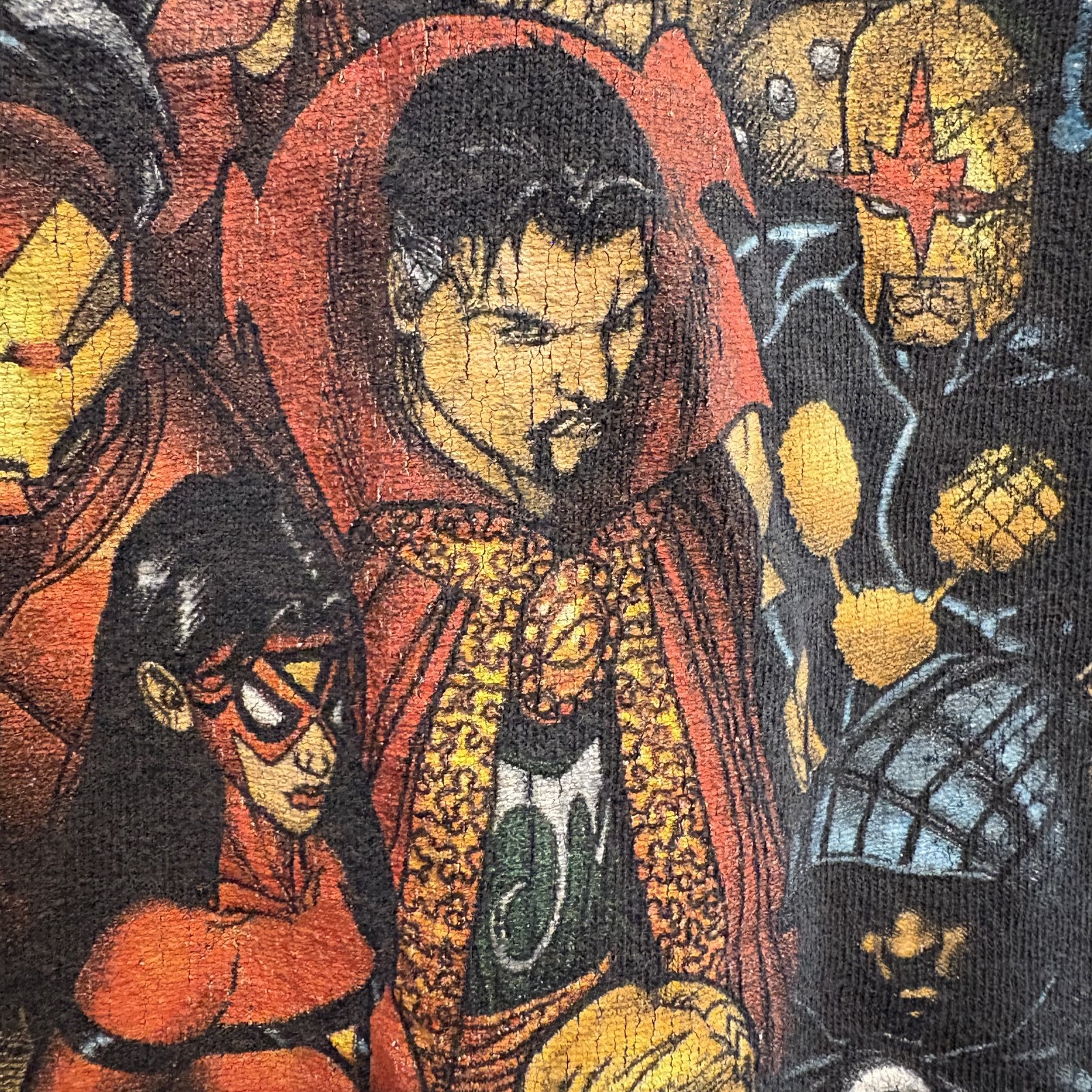 Marvel Comics Collage T Shirt Men Small Black Hulk Ghost Rider Spiderman Tee