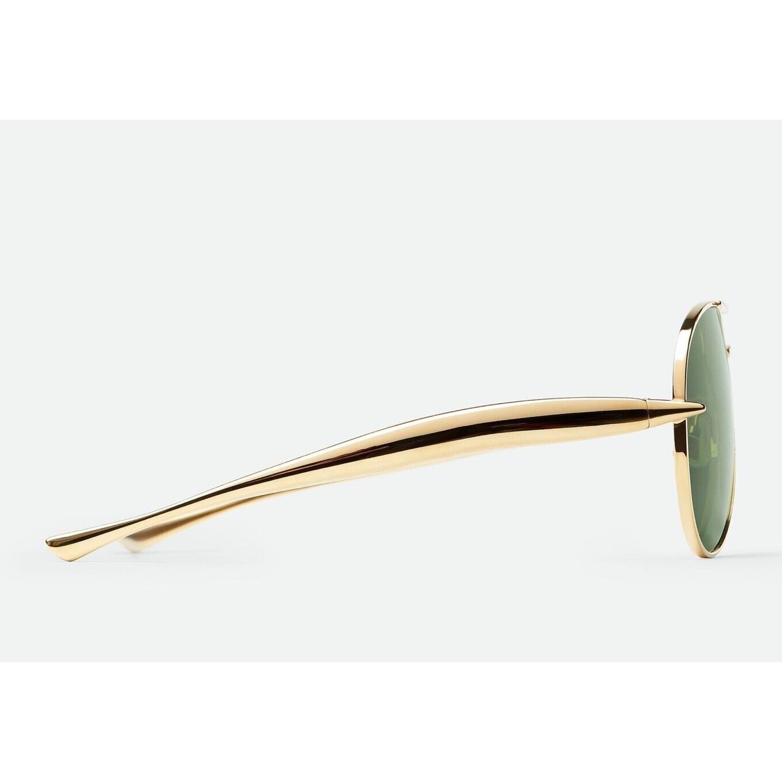 Bottega Veneta BV1305S 001 Gold Green Lens Aviator Sunglasses Unisex AUTHENTIC