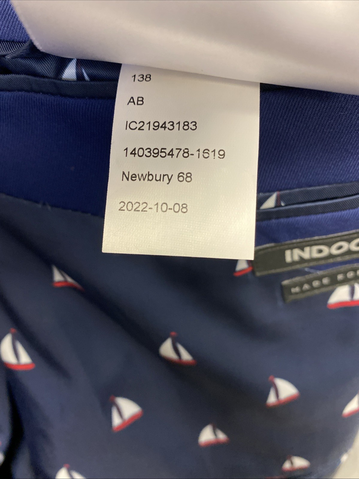 Indochino Suit Mens Size 56 Blue Made For You Navy 2 Piece Pants 50×28 Wool/1162