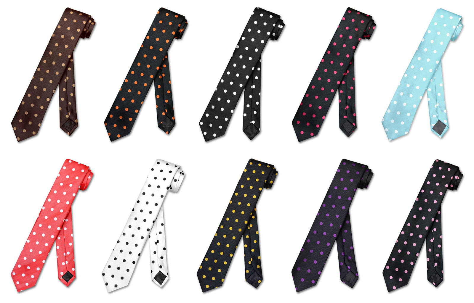 Vesuvio Napoli NeckTie Skinny Polka Dot Design Colors 2.5″ Men’s Narrow Neck Tie