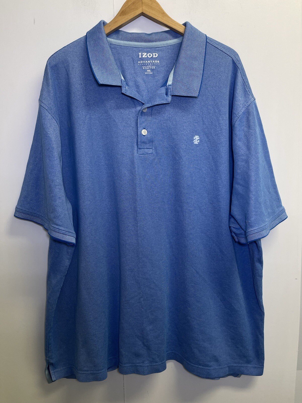 Izod Advantage Performance Polo Men’s 4XL Blue Short Sleeve Embroidered Logo