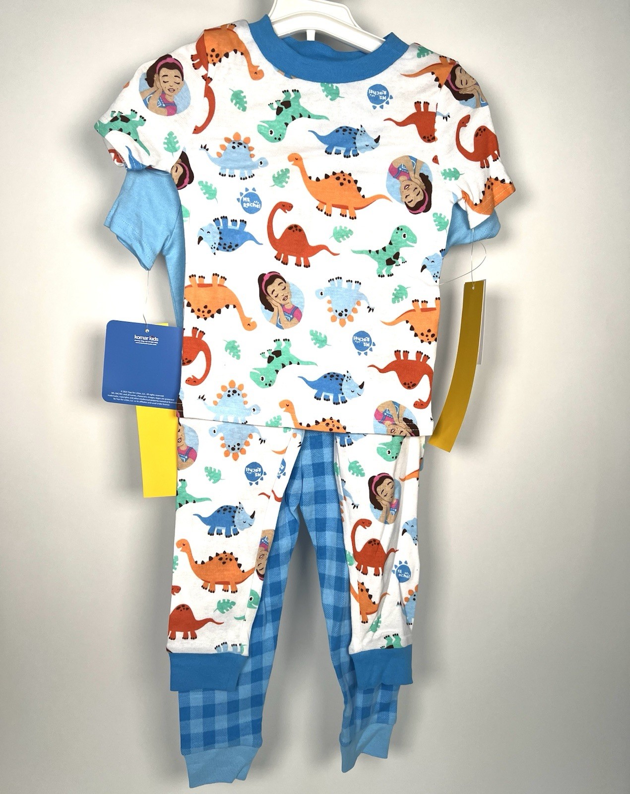 NEW Toddler Boys 4pc Short Sleeve Cotton Snug Fit Ms. Rachel Pajama Set Blue 2T