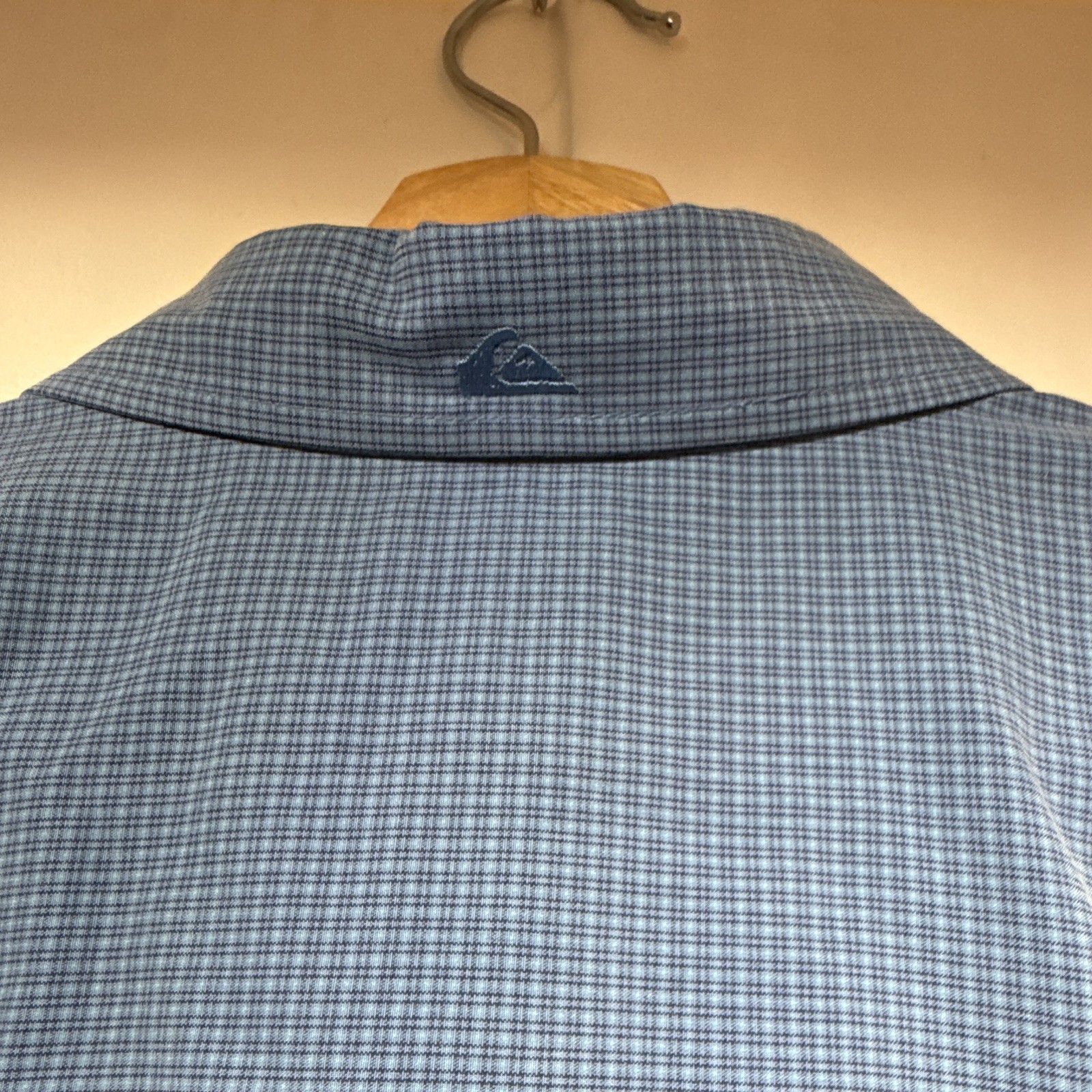Quiksilver Waterman Men’s 2XL Blue Check Woven Button-Up Shirt SS Pockets